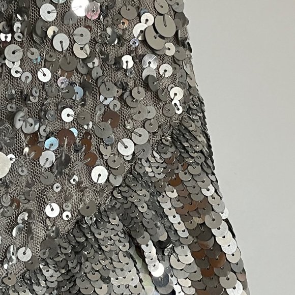 Freebird (Icelandic Designer) I Hand Embroidered Silver Sequined Mini Skirt - Picture 6 of 13